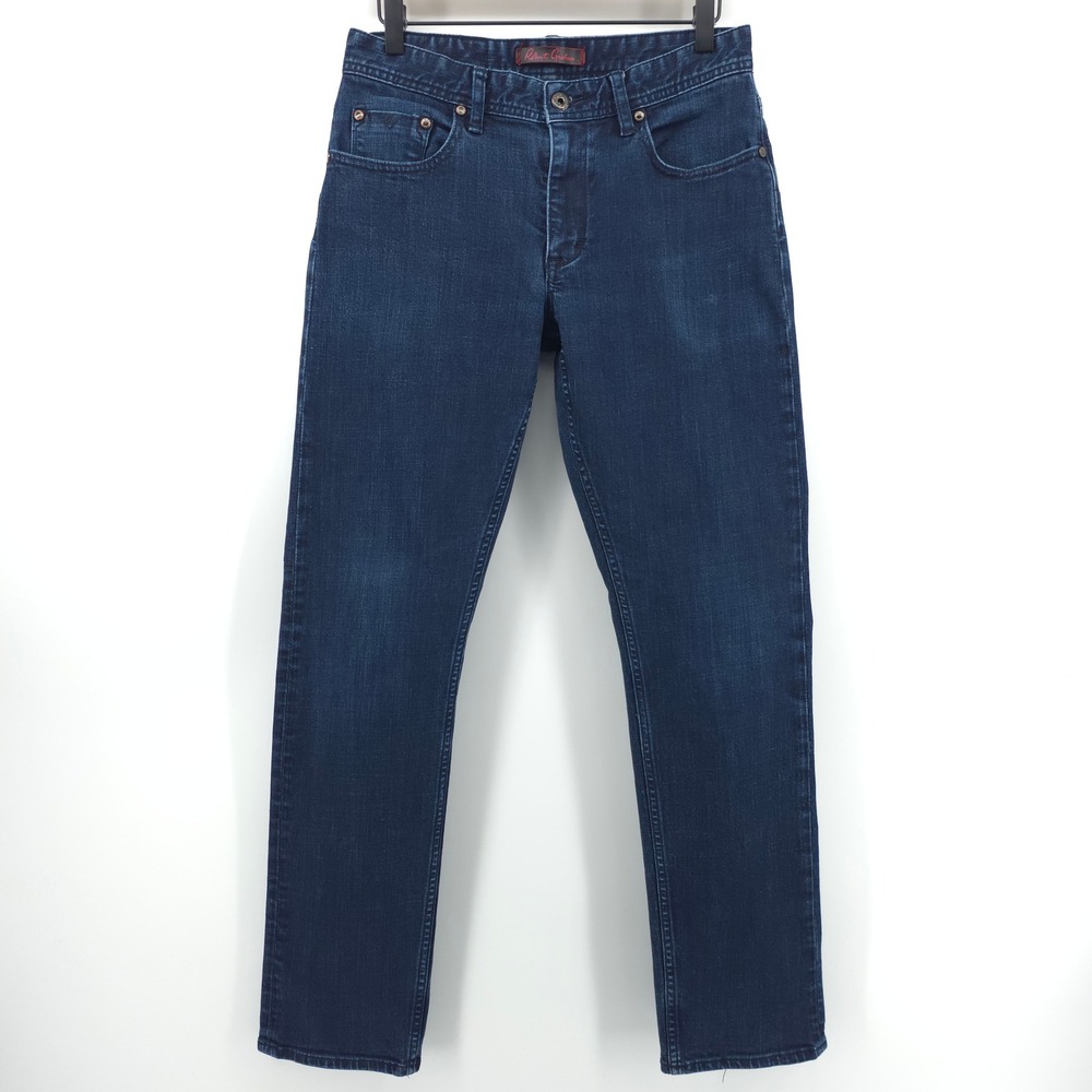 Robert Graham Mens Jeans Straight Leg Size 30 Dark Indigo Blue Designer Denim